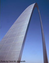 The Gateway Arch in St. Louis is not only the symbolic entryway to the West.  It’s also a remarkable engineering wonder.  (Carol M. Highsmith)