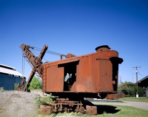 This rusted steam shovel is a remnant of the old ironworks along U.S. 11 in Birmingtham.  Everything else there, inlcuding huge ovens and conveyors, is rust-red, too.  (Carol M. Highsmith)