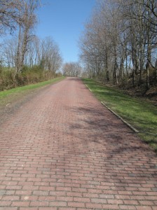 Here’s a short stretch of the Old National Road that had been paved in brick.  Note how narrow it was!  (Ted Landphair)
