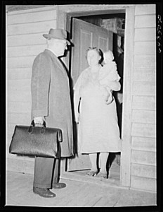 A country doctor makes his rounds in Scott County, Missouri, in 1942.  (Library of Congress)