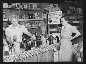 Country potions for sale at a general store in Faulkner County, Arkansas, in 1940.  (Library of Congress)