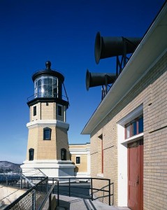 You can see the foghors at the Split Rock Lighthouse in the town of Two Harbors, Minnesota.  (Carol M. Highsmith)