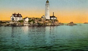 An early 20th-Century postcard view of the Boston Light.  (Library of Congress)