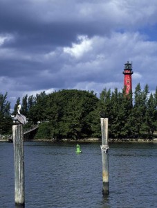 Florida's Jupiter Inlet Light, first lit in 1860, was erected on a prehistoric Indian mound.  (Carol M. Highsmith)