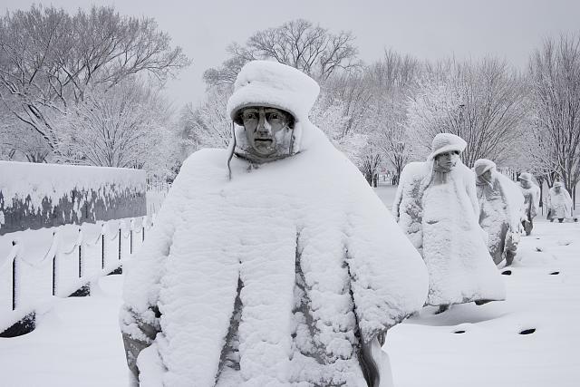 Like the visiting veteran, Carol went back to the memorial on a bitter winter day.  (Carol M. Highsmith)