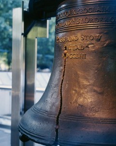 The Liberty Bell cracked almost as soon as it arrived in town, in the 1750s, long before bells all over Philadelphia pealed to celebrate the signing of the Declaration of Independence in 1776.  (Carol M. Highsmith)
