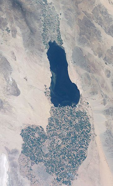 The Salton Sea from space.  (NASA photo)