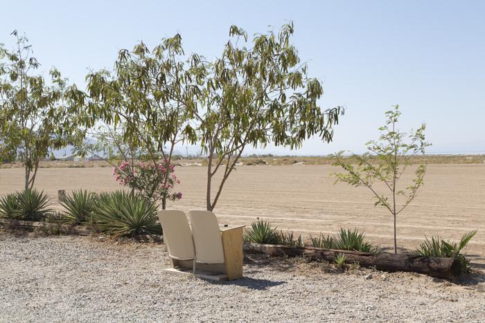 A resident of a trailer park in Salton City came up with an imaginative pair of beach chairs.  (Carol M. Highsmith)