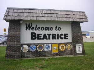 As you can see, a number of service clubs joined in promoting the town of Beatrice -- pronounced be-AT-triss, by the way -- Nebraska.  (blmurch, Flickr Creative Commons)