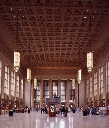One last lovely terminal view, this time inside Philadelphia's 30th Street Station.  (Carol M. Highsmith)