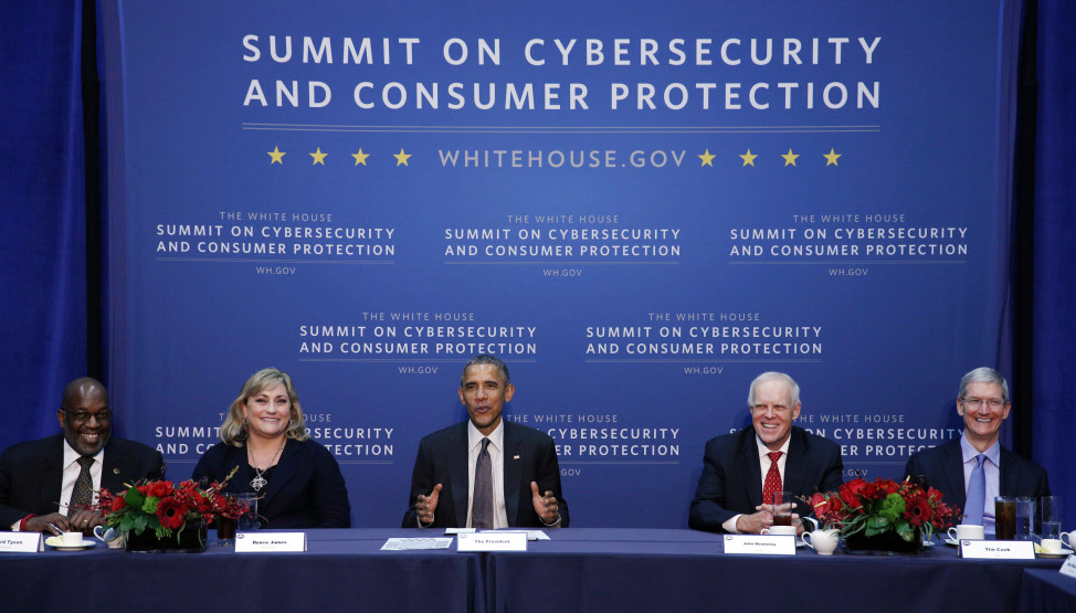 President Barack Obama holds a round table with business leaders at the Summit on Cybersecurity and Consumer Protection in California in June 2015. (Reuters) 