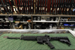 In this July 26, 2012 file photo, an AR-15 style rifle is displayed at the Firing-Line indoor range and gun shop in Aurora, Colorado. (AP)