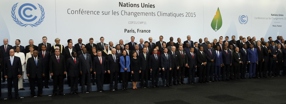 World leaders pose for a photo on the opening day of the World Climate Change Conference 2015 near Paris, France on Nov. 30, 2015.  (Reuters)