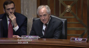 Sen. Bob Corker (R-Tennessee) chairs a Senate Foreign Relations Committee hearing on the Iran nuclear deal December 17, 2015