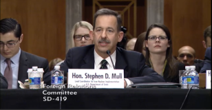 Stephen Mull, Lead Coordinator for Iran Nuclear Implementation for the State Dept., testifies at a Senate Foreign Relations Committee hearing December 17, 2015