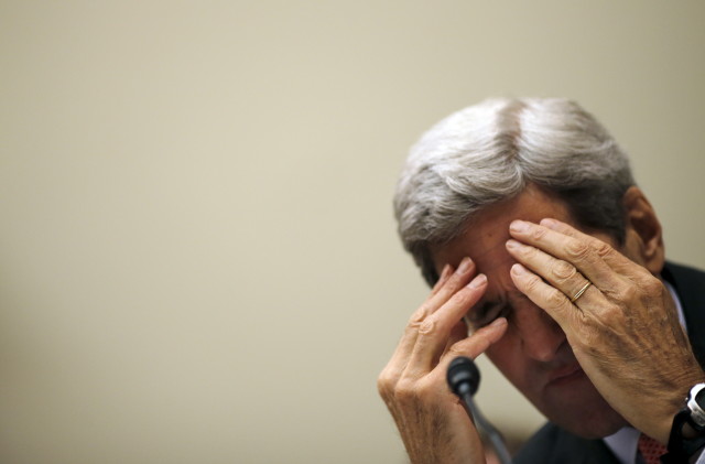 Secretary of State John Kerry pauses during testimony before a House Foreign Affairs Committee hearing on the Iran nuclear agreement on July 28, 2015. (Reuters)  