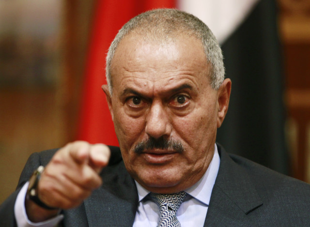 Yemen's President Ali Abdullah Saleh points during an interview with selected media, including Reuters, in Sanaa in 2011. (Reuters)