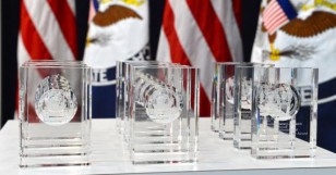 The 2016 International Women of Courage Awards are on display before U.S. Secretary of State John Kerry presents them to the 2016 winners in Washington on March 29, 2016. (State Depart. photo)