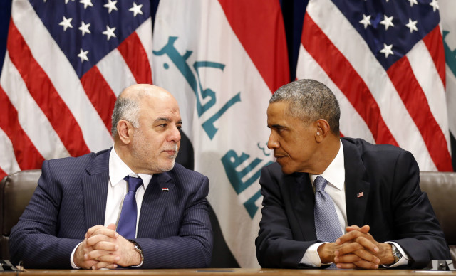 President Barack Obama meets with Iraqi Prime Minister Haider al-Abadi during the United Nations General Assembly in New York September 24, 2014. (Reuters) 