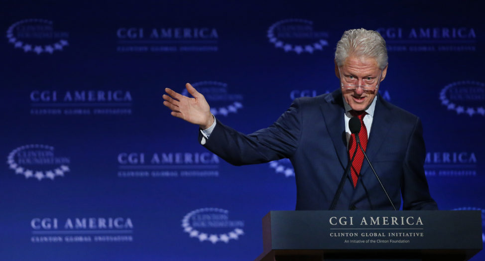 FILE - In this June 10, 2015 file photo, former U.S. President Bill Clinton speaks at annual gathering of the Clinton Global Initiative America, which is a part of The Clinton Foundation, in Denver. (AP) 