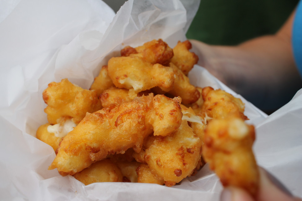 Fried cheese curds at the Wisconsin state fair (Photo by Flickr user Connie Ma via Creative Commons license.)