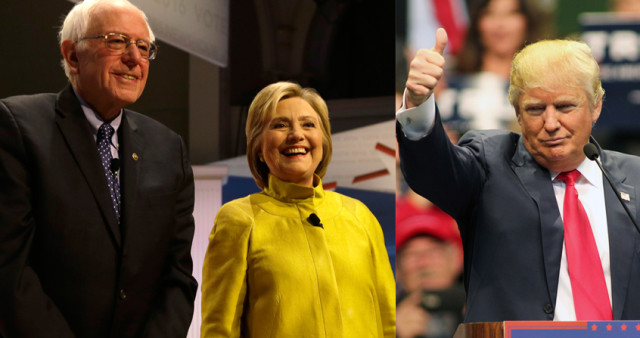 Presidential hopefuls Democrats Sen. Bernie Sanders and former Secretary of State Hillary Clinton, along with Republican Donald Trump all have ties to New York. (AP Photos)