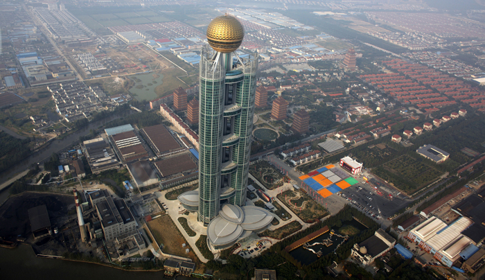 The newly inaugurated skyscraper tower of Huaxi village is seen in Huaxi village, Jiangsu province, October 7, 2011.