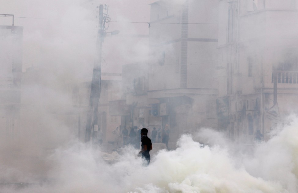 Bahrain "tear gas" protester