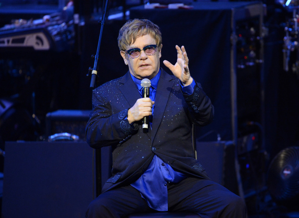 Musician Elton John speaks during the question and answer period with students after performing songs off his new album "The Diving Board" at the USC Thornton School of Music in Los Angeles, California September 16, 2013. 