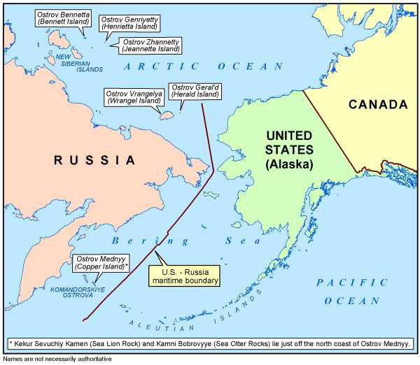 Экспансионизм Аляски? Некоторые жители этого штата претендуют на острова, расположенные к западу от признанной международным сообществом границы между Россией и Соединенными Штатами. Угрожая войной карт, экспансионисты пользуются вот этой