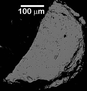 Image of an artificial moon rock sample, measuring about half a millimeter across (Image: Nature)