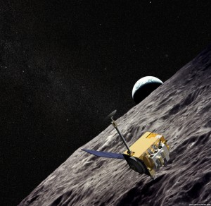 Artist Concept of the unmanned Lunar Reconnaissance Orbiter currently orbiting and mapping the moon at 50 kilometers from lunar surface. (Image: NASA)