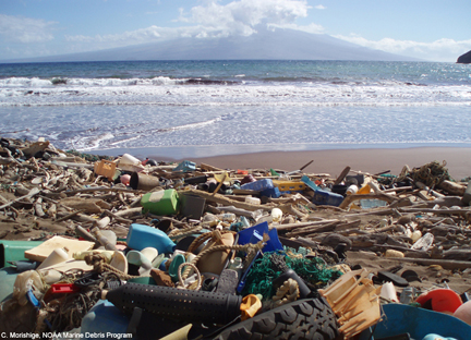 An example of marine debris that washed up on a shore (Photo: NOAA Marine Debris Program)