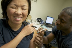 A flu shot may sting a little bit but the US CDC recommends a yearly flu vaccine as the first and most important step in protecting ourselves against flu viruses. (Photo: US Navy)