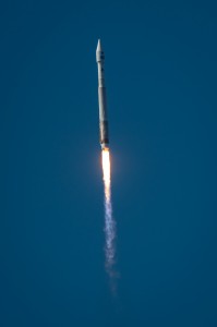An Atlas-V rocket with the Landsat Data Continuity Mission (LDCM) spacecraft onboard is seen as it launches on Monday, Feb. 11, 2013 at Vandenberg Air Force Base, Calif. (Photo: NASA/Bill Ingalls)