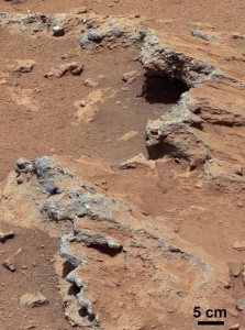 NASA's Curiosity rover found evidence for an ancient, flowing stream on Mars at a few sites, including the rock outcrop pictured here, which the science team has named "Hottah". (NASA/JPL)