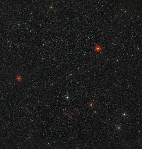Image of the sky around the young star HD95086 in the southern constellation of Carina (The Keel). It was created from images from the Digitized Sky Survey 2.  (ESO)