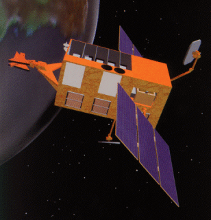 Artist impression of Rossi X-Ray Timing Explorer (RXTE) in orbit.  Data recorded by this satellite was used to measure intermediate-mass black hole (NASA)