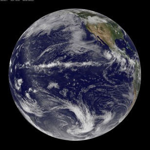 A view of Earth taken by NASA/NOAA GOES-11 satelite. About 71 percent of the Earth's surface is water (NASA/NOAA)