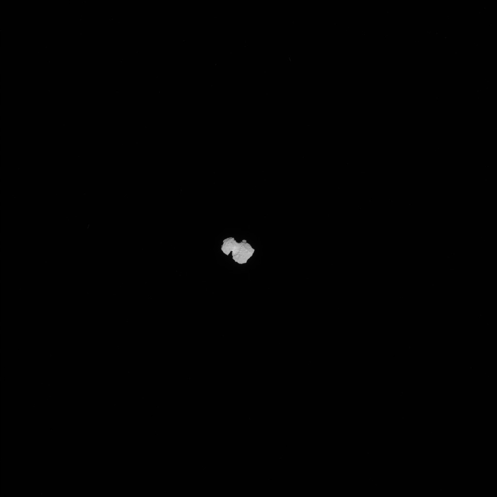 This animation comprises 101 images acquired by the Navigation Camera on board ESA's Rosetta spacecraft as it approached comet 67P/C-G in August 2014. The first image was taken on 1 August at 11:07 UTC at a distance of 832 km. The last image was taken 6 August at 06:07 UTC at a distance of 110 km. ((c) ESA/Rosetta/Navcam)