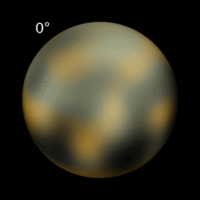 Computer-augmented map of Pluto in rotation (NASA/ESA)