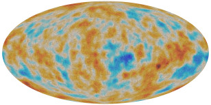 A visualization of the polarization of the Cosmic Microwave Background, or CMB, as detected by ESA's Planck satellite over the entire sky. ((C) ESA and the Planck Collaboration)
