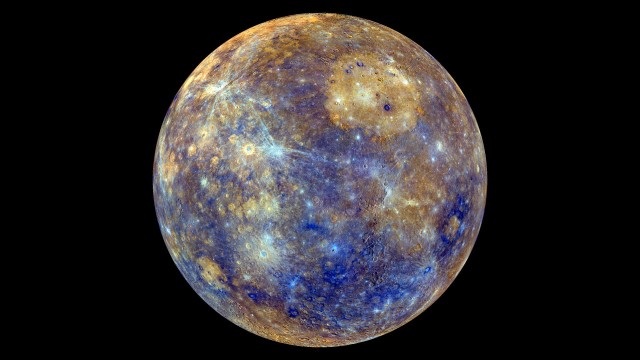 Planet Mercury from image data by NASA's MESSENGER spacecraft. (NASA/JHU Applied Physics Lab/Carnegie Inst)