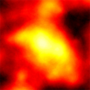 This illustrates a region of the sky surrounding the newly discovered dwarf galaxy Reticulum 2. The image was generated using the authors’ search algorithm applied to Fermi gamma-ray data. (NASA/DOE/Fermi-LAT Collaboration/Geringer-Sameth & Walker/Carnegie-Mellon University/Koushiappas/Brown University)