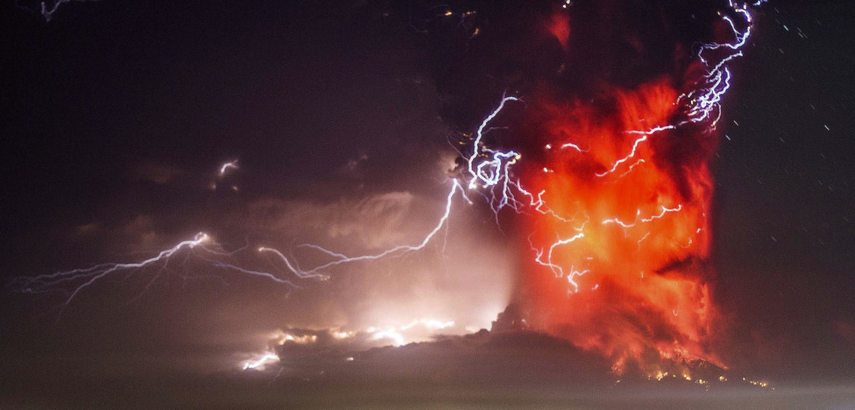 The Calbuco volcano, near Puerto Varas, Chile, recently erupted for the first time in more than 42 years. Here’s a spectacular photo of the volcano erupting the night of 4/23/15. (AP)