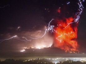 The Calbuco volcano, near Puerto Varas, Chile, recently erupted for the first time in more than 42 years. Here’s a spectacular photo of the volcano erupting the night of 4/23/15. (AP)