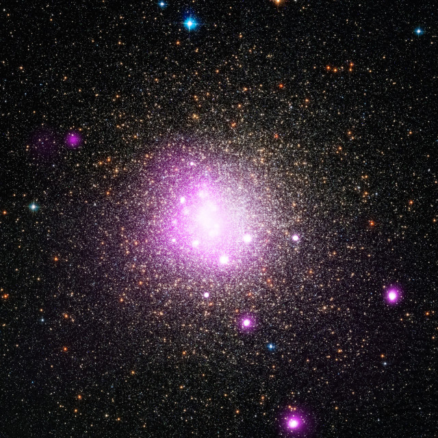 Researchers recently found evidence, in this image of NGC 6388, that a white dwarf star may have ripped apart a planet as it came too close.  The image of the globular cluster was captured by NASA's Chandra X-ray Observatory. (NASA)