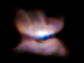 Image of the birth of planetary nebula surounding red giant star L2 Puppis. Astronomers at the ESO used a special optical and imaging device mounted on its Very Large Telescope (ESO/P. Kervella)