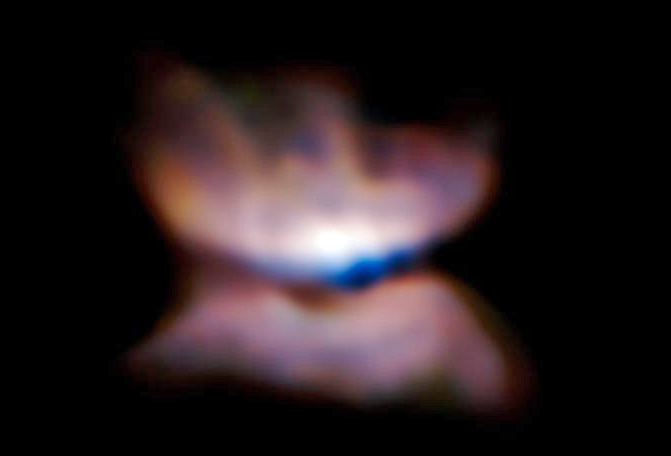 Image of the birth of planetary nebula surounding red giant star L2 Puppis.  Astronomers at the ESO used a special optical and imaging device mounted on its Very Large Telescope (ESO/P. Kervella)