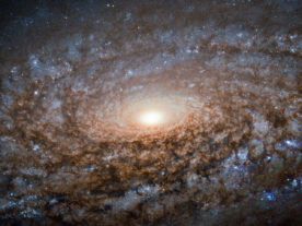 This new image of the spiral galaxy NGC 3521 was captured by the NASA/ESA Hubble Space Telescope released on 9/21/15. It’s a member of a class of galaxies known as flocculent spirals and is located almost 40 million light-years away in the constellation of Leo. (ESA/Hubble & NASA and S. Smartt (Queen's University Belfast))